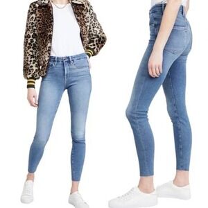 GOOD AMERICAN Good Legs High Rise Raw Hem Skinny Jeans Women's Fits 30x29 (Read)